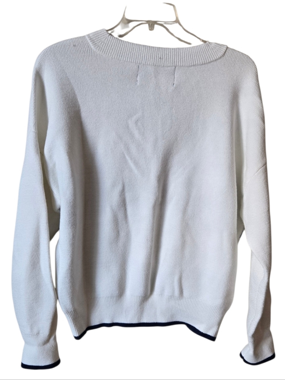 Abercrombie & Fitch Cream V-Neck Sweater with Navy 'Cowboys' Graphic #72 - Picture 5 of 9